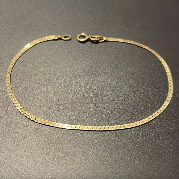 Jewelry - Vintage 14K Yellow Gold Rare Solid S Design Herringbone 7” Bracelet 🦋Firm Price🦋